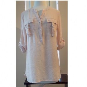 Notations blush color linen womens tunic top size med.